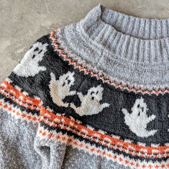 Maurices Gray Halloween Ghost Fair Isle Sweater small - Picture 3 of 8
